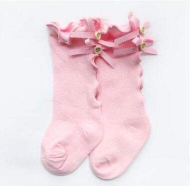baby girl bow wood ear style baby leg warmers knee high toddler leg warm cotton long tube baby girls lace girl leg warms infant: Pink 1to3year