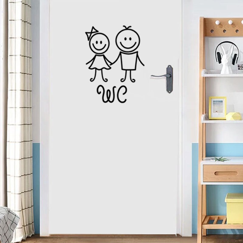 Cartoon man woman Bathroom Decor Vinyl Decals Waterproof Door Sign stickers Toilet Sign