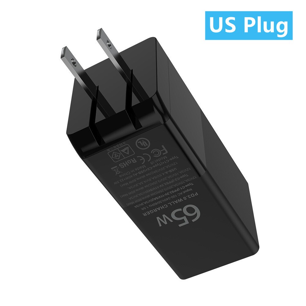 Gan 65w 3.0 pd qc3.0 -c schnellladeadapter für iphone 13, 12 pro max und macbook: Uns