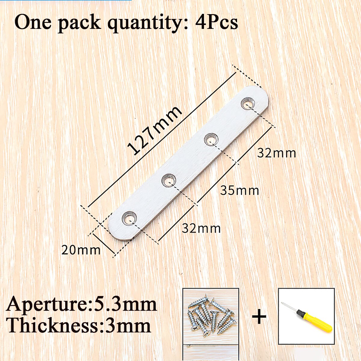 1/2/4/10Pcs Roestvrij Stalen Rechte Stuk Corner Connector Voor Versterkte Vaste Board Meubels Hardware aansluiting Accessoires: 127x20(4Pcs)