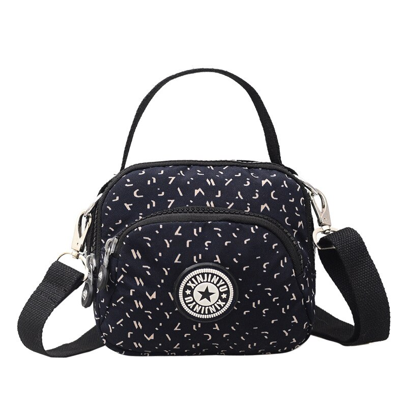 Bolso bandolera Floral con flores para mujer, Bolso pequeño Vintage de lona para chicas, bolso cruzado de nailon, bolsos de hombro: letters blue