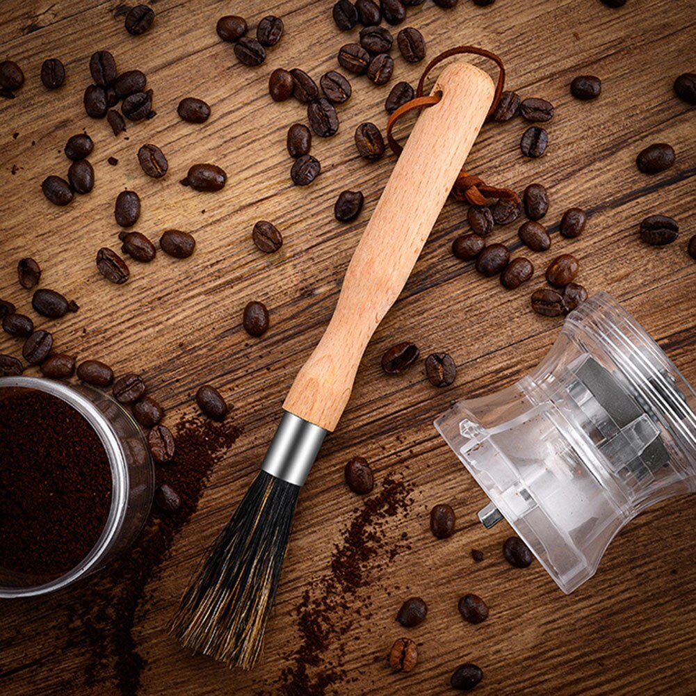 Edelstahl Kaffeemühle Pinsel Reinigung Borsten Buche Lange Griff Gerät Reiniger Werkzeug für Haushalt Küche