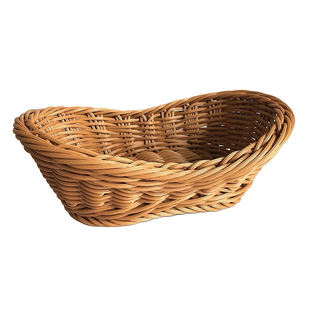 Wicker Woven Basket Bread Tray Serving For Food Fruit Cosmetic Storage Tabletop Bathroom Storage Kitchen Organizer: L
