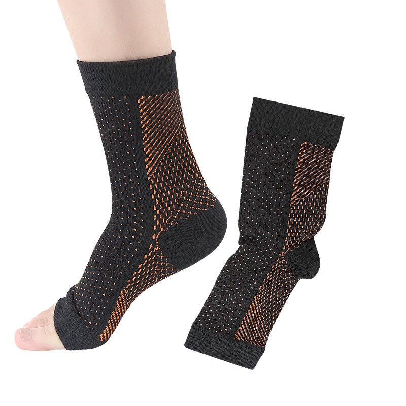 Chaussettes Anti-Fatigue pour hommes et femmes, 1 paire, pour l'extérieur, avec Compression, respirantes: black orange / L/XL