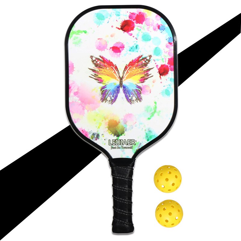 Portátil Pickleball paleta PE Bola de Cricket de peso ligero de fibra de carbono Pickleball paleta con 2 bolas de entrenamiento con juegos de deporte de equipo: Butterfly PK-064