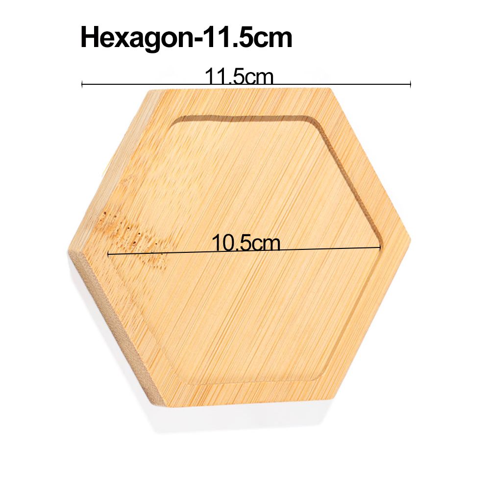 1PC Simple Bamboo Wood Tray Round Square Hexagon Flowerpot Base Pot Stander Succulents Bonsai Holder Home Decor Gardening: light green