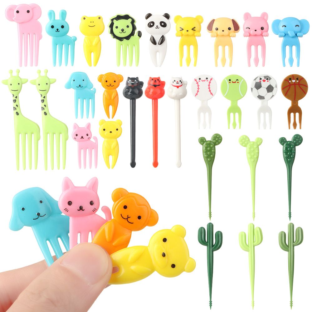 6-18pcs Mini Animal Farm Cartoon Food Picks Children Snack Dessert Food Fruit Forks Lunch Bento Vegetable Crockery Party Decor