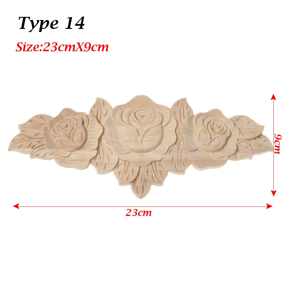 1 PC Ecke Appliques Holzschnitzerei Rose Blume Unlackiert Blumen- Geschnitzte Holz Handwerk Möbel Ornament DIY Hause Dekoration: 16
