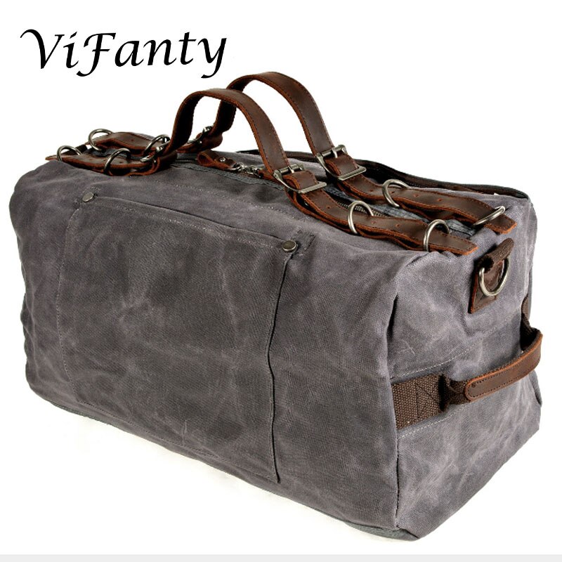 Waxed Canvas Water Resistant Travel Duffel Bag Overnight Weekend Bag