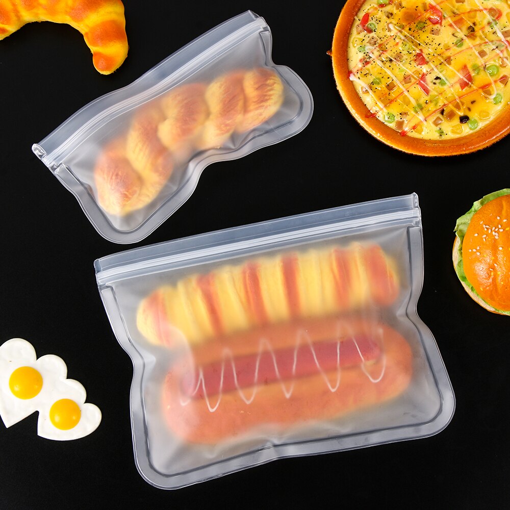 1/3 stk silikone ziplock poser containere frugtkød mad opbevaringspose sandwich poser vakuumforseglet lomme pose køkkenudstyr