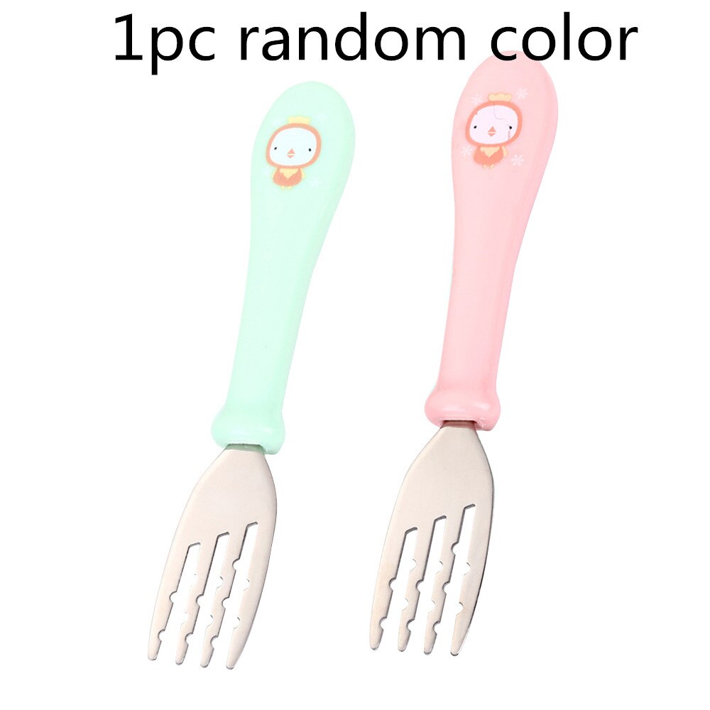 Børn ske gaffel sæt baby mad foder ske gaffel rustfrit stål spiseredskaber mad tilbehør tilbehør baby bestik: 1pc gaffel
