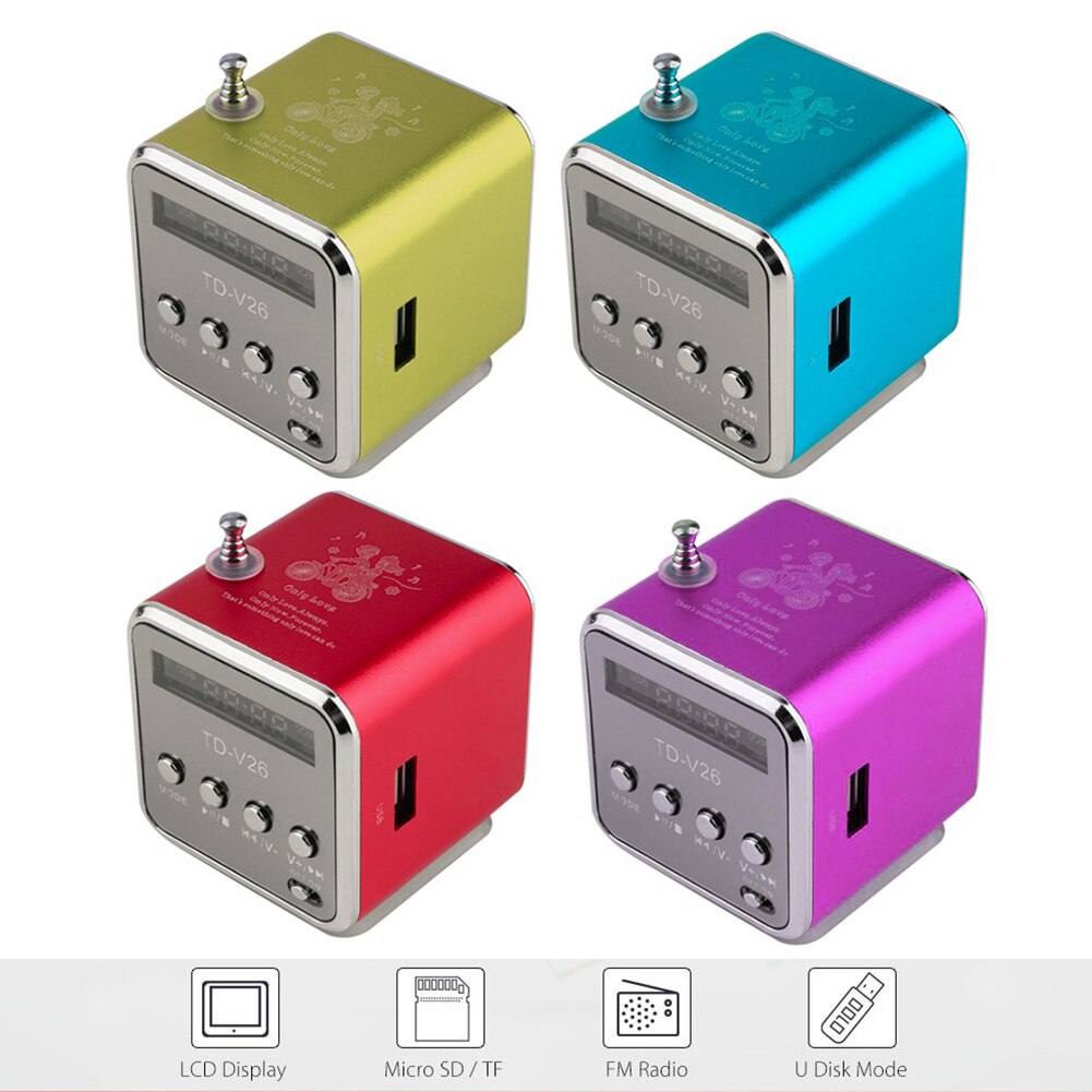 Universele TD-V26 Mini Digitale Fm Radio Speaker Draagbare Fm Radio Ontvanger Met Led Display Scherm Luidspreker Ondersteuning Tf-kaart