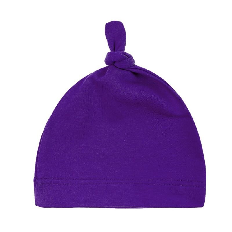 16 Colors Baby Newborn Boys Girls Beanies Caps Cute Toddler Beanie Infant Cotton Knot Sleep Hats Photography Props: Purple 