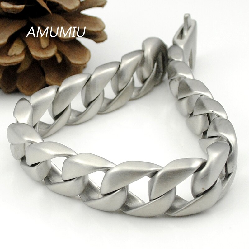 AMUMIU degli uomini di colore argento frenare buban dell'acciaio inossidabile di Collegamento catena Del Braccialetto dei monili per il partito/regalo punk freddo uomo gioielli HZB046