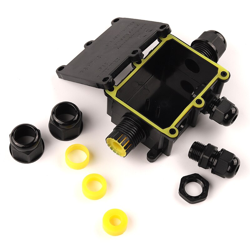 IP68 2/3/4/5/6Way Outdoor Cable Junction Box With Terminal For Electrical Wiring Accessories45A/450V Black Waterproof Enclosure