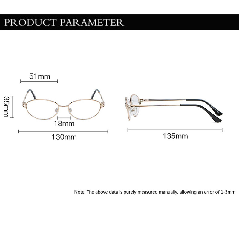 Metal Frame Reading Glasses For Men Women Oval Frame Hyperopia Glasses Clear Lens Glasses +1.0+1.5+2.0+2.5+3.0+3.5+4.0