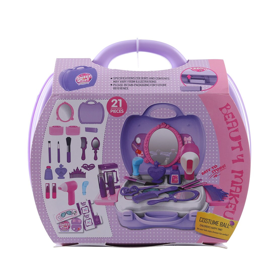 21pcs/set Children Beauty Kids Make Up Cosmetic Bag Carry Case Pretend Play Toys Hair Dryer Set Children Girls Toys