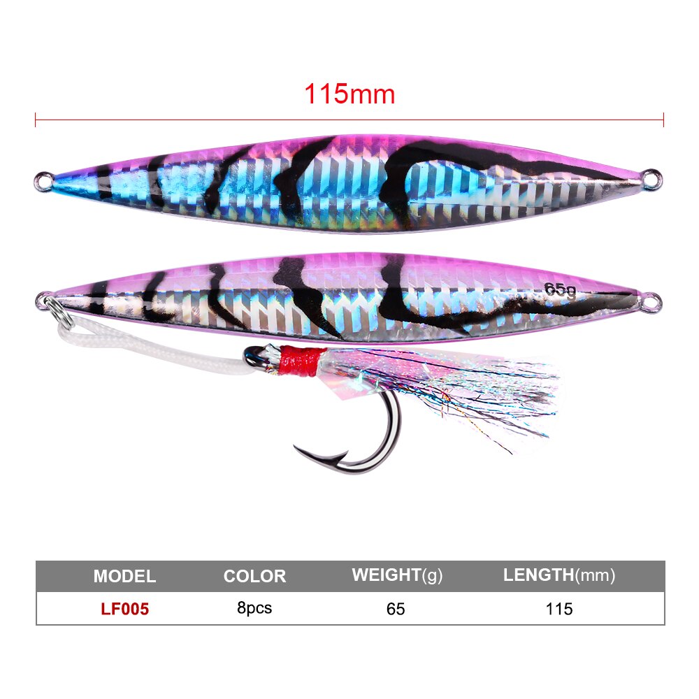 Leurre de pêche au gabarit 1 pièce leurres de poisson au plomb holographique à pas lent poids 65g-2.3oz matériel de pêche 11.5cm crochets appâts de bateau