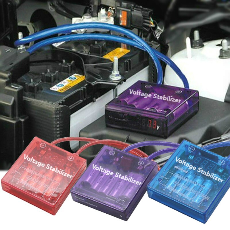 Estabilizador de voltaje para coche, estabilizador de voltaje Universal con Cable de tierra para automóvil