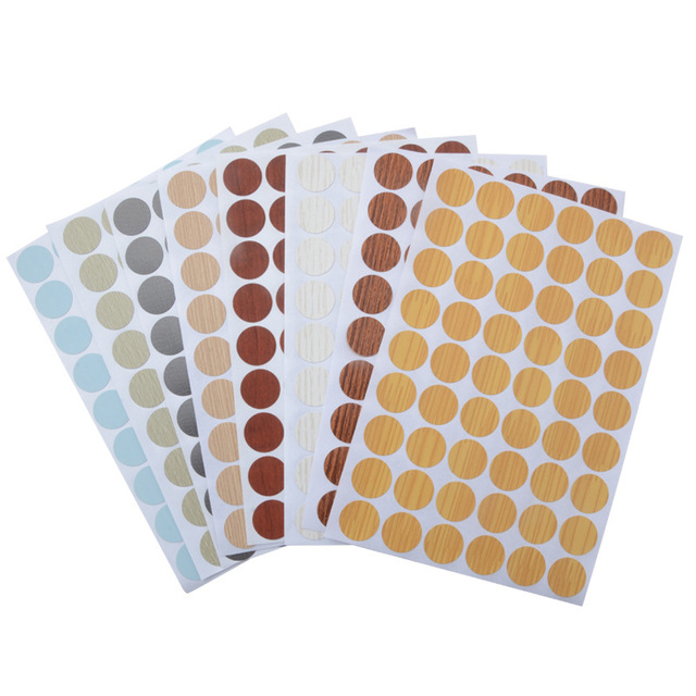 Lámina de PVC autoadhesiva para decoración de muebles, láminas de 21mm, tapas para cubrir tornillos, pegatinas, artesanía de madera, ornamento de armario de escritorio, 54 Uds./hoja