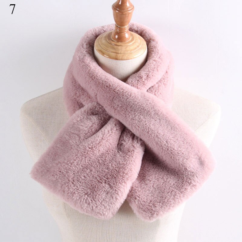 Imitatiebont warme dames sjaal winter dikke snood sjaal imitatiebont zachte sjaals effen kleur kraag sjaal voor dames: 7
