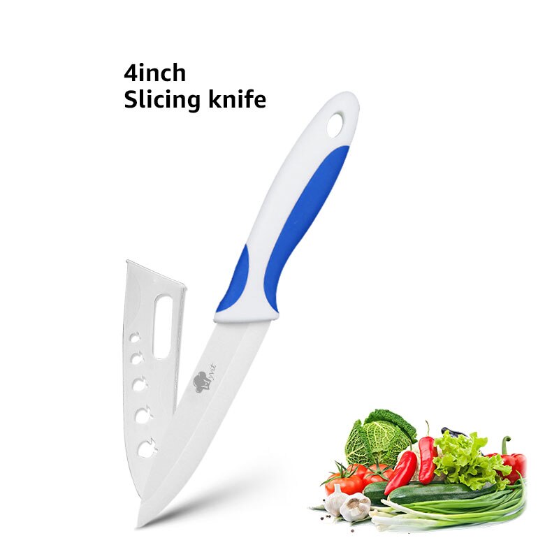 Keramik Messer 6 5 4 3 zoll Chef Fleisch Zoll-dienstprogramm Slicing Schäl Messer Weiß Klinge Bunte Anti-slip Griff küche Kochen Werkzeuge: 4 inch blue white