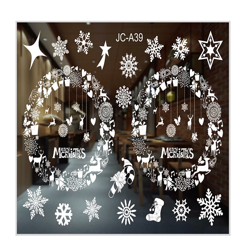 Christmas Stickers Window Glass Stickers Paster round Tube Packaging Glue-Free Electrostatic Christmas Decorations: A39