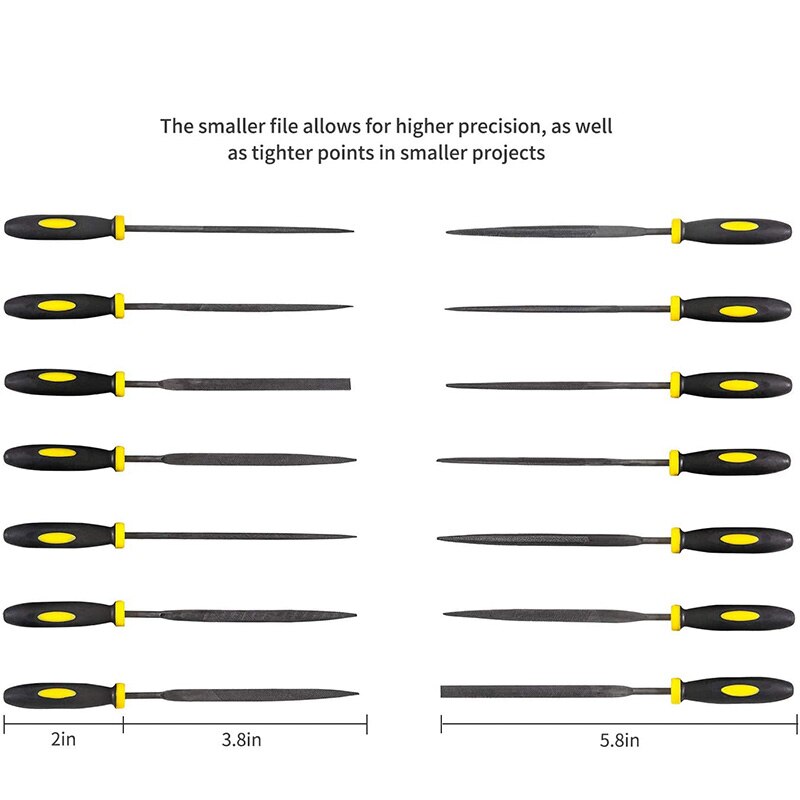 18Pcs File Set, Round and Flat e-File Kits for Woodwork Metal Model Hobby Applications