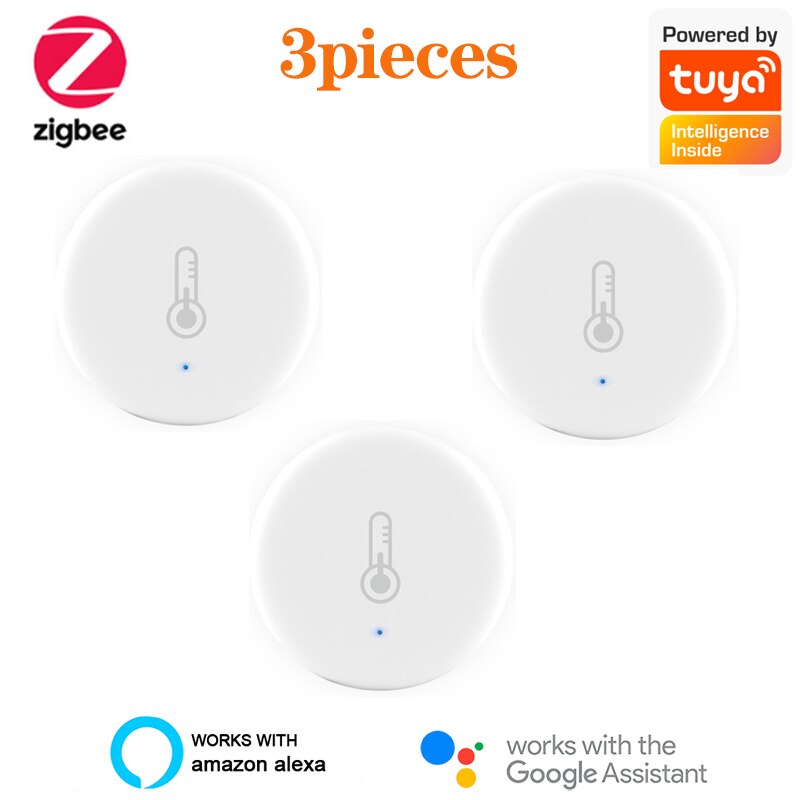 5Pcs Tuya ZigBee Smart Temperature And Humidity Sensor Battery Powered Work With Zigbee Hub Voice Control For Alexa Google Home: 3pieces