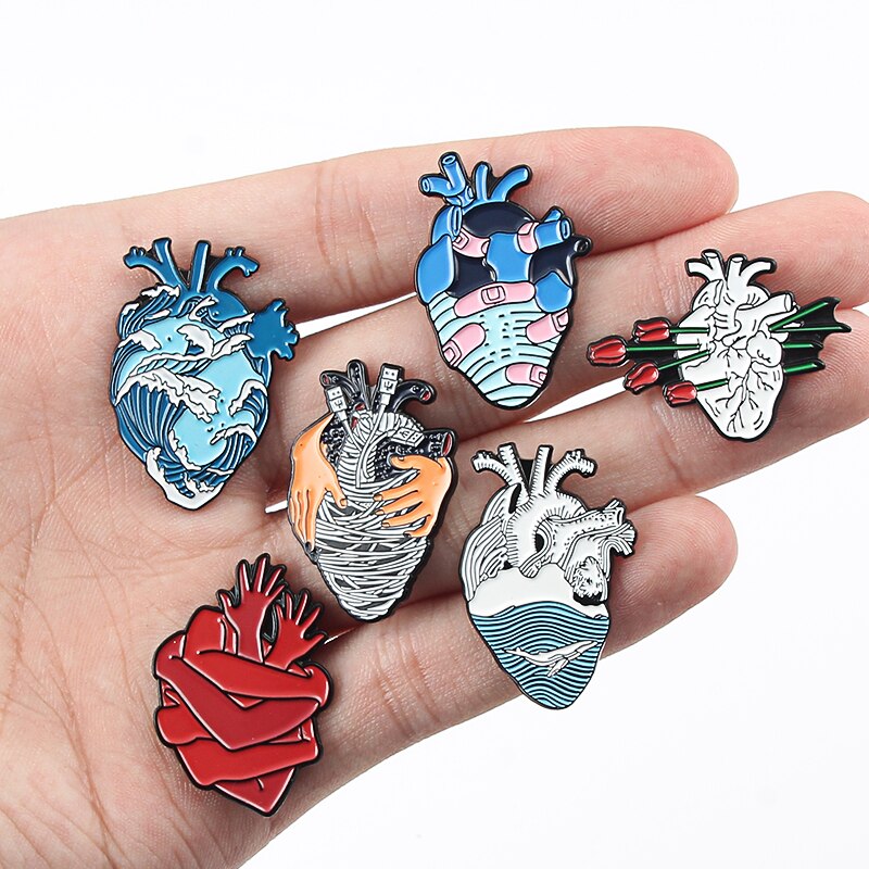 Anatomisch Hart Emaille Pins Medische Anatomie Broche Hart Pin voor Arts en Verpleegkundige Revers Pin Badge Medische Sieraden Broches