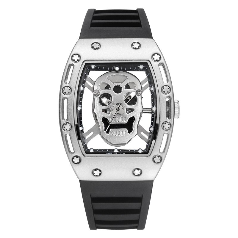 Skull tonneau skelet ur herre hul vandtæt kranium ur mandlig quartz silikone armbåndsur herre ur erkek kol saati