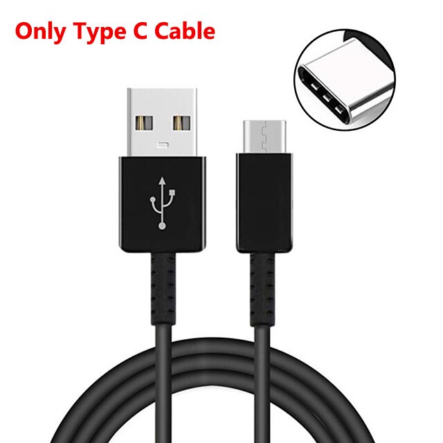 Cargador rápido para Samsung S10, A50, A70, Cable USB tipo C, cargador de carga rápida adaptable para Samsung S10E, S10 plus, S9, S8, Note 10, 8, 9: Type C Cable Black