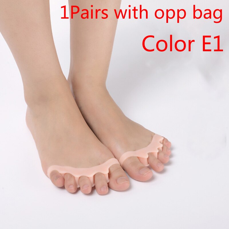 Separador de dedos del pie de silicona, almohadilla para el antepié, plantilla para aliviar el dolor, callos, ajustador de juanete, Protector de Valgus, herramienta para el cuidado de los pies, 1 par: 1pairs colorE1