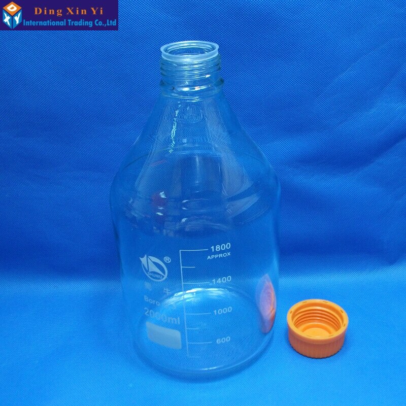 2000ML Clear transparency Glass reagent bottle with blue screw cap laboratory reagent bottle lab glassware