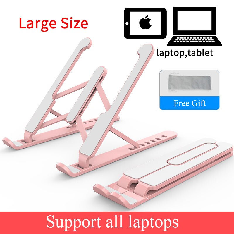 Universal Laptop Stand Adjustable Foldable Desk Rotation Support For MacBook Pro iPad PC Tablet Notebook Desktop Portable Holder: Pink Large1