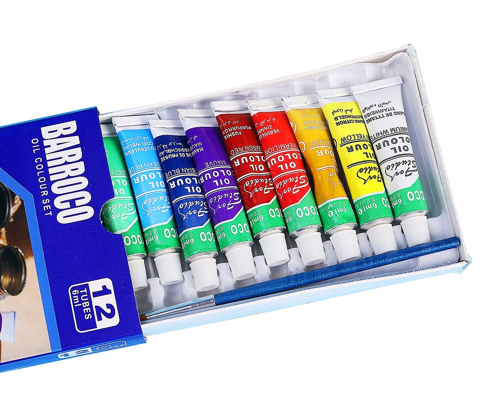 12 kleuren/set Professionele olieverf kleuren schilderij tekening pigmenten art supplies art set olieverf set with1 borstel
