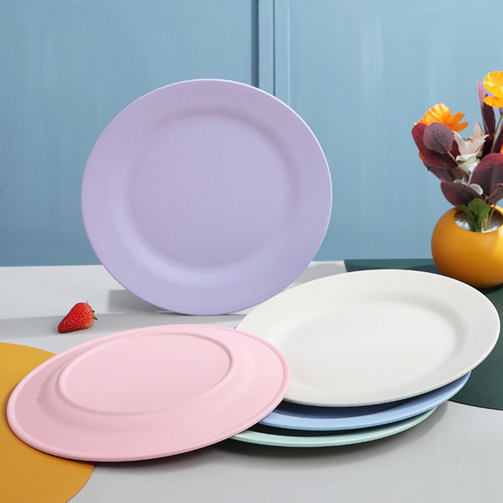 25cm Plates dinnerware Wheat Straw Plates Unbreakable Lightweight Dinner Plates Reusable plastic plate Set Set Dinner Plates