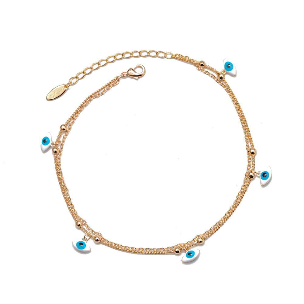 BÖsen blick Herz Stern Türkischen Auge Fußkettchen Gold Farbe Fuß Kette Knöchel Armbinde Einstellbar Schmuck für Frauen Mädchen BD78: 1