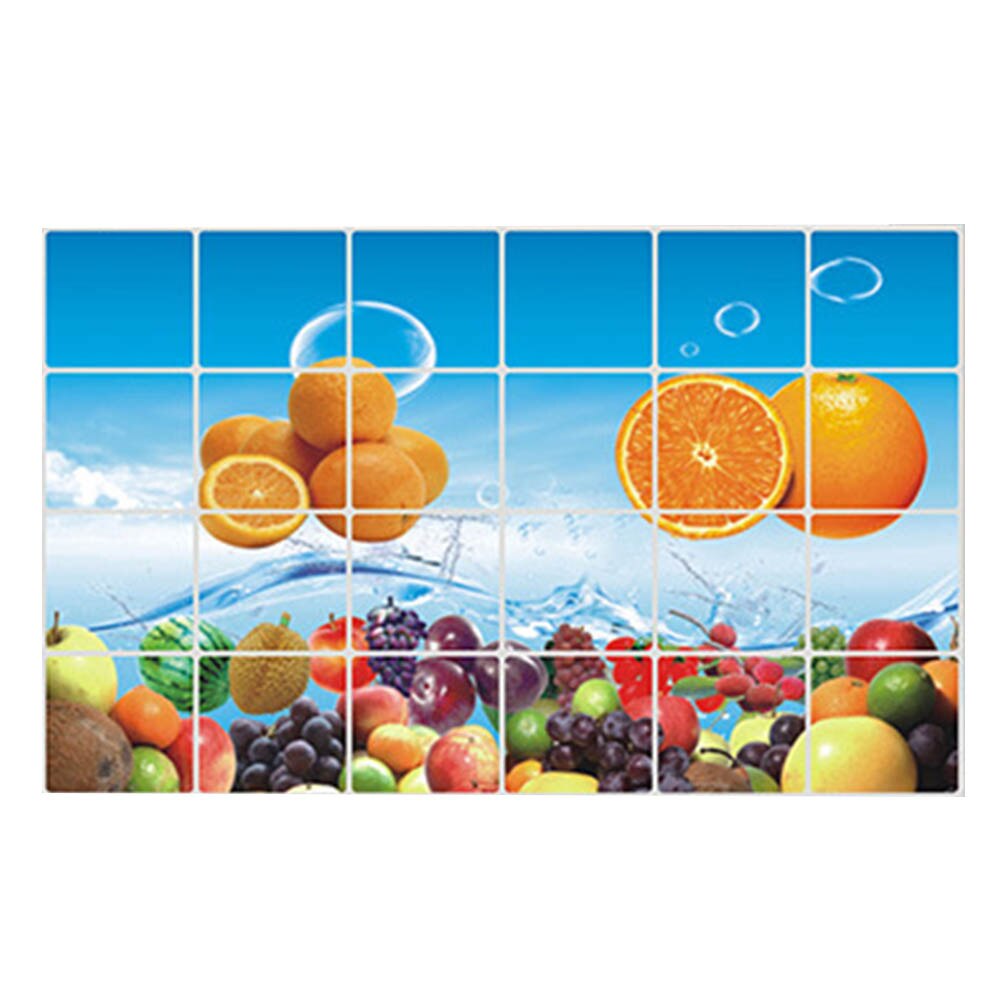 60*90cm impermeable Anti-aceite mancha papel de aluminio adhesivo de armario de cocina frutas verduras patrón de papel de pared decoración del hogar: A3