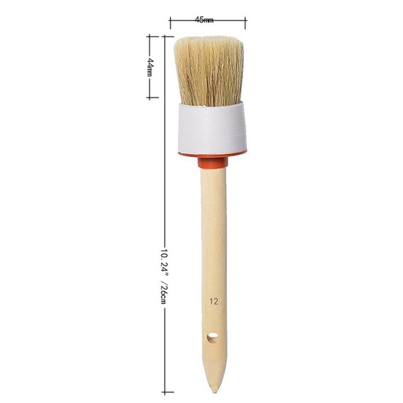 1 Uds. De cepillos con mango de madera para todoterreno suave, 20-45mm, para limpiar asientos, herramienta práctica de limpieza de coche: Wood color 12