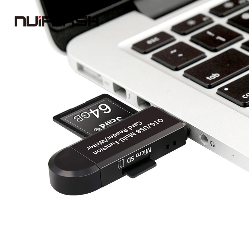 Micro usb & usb 2 in 1 otg kortlæser højhastigheds usb 2.0 universel otg tf/sd til android computerudvidelsesoverskrifter