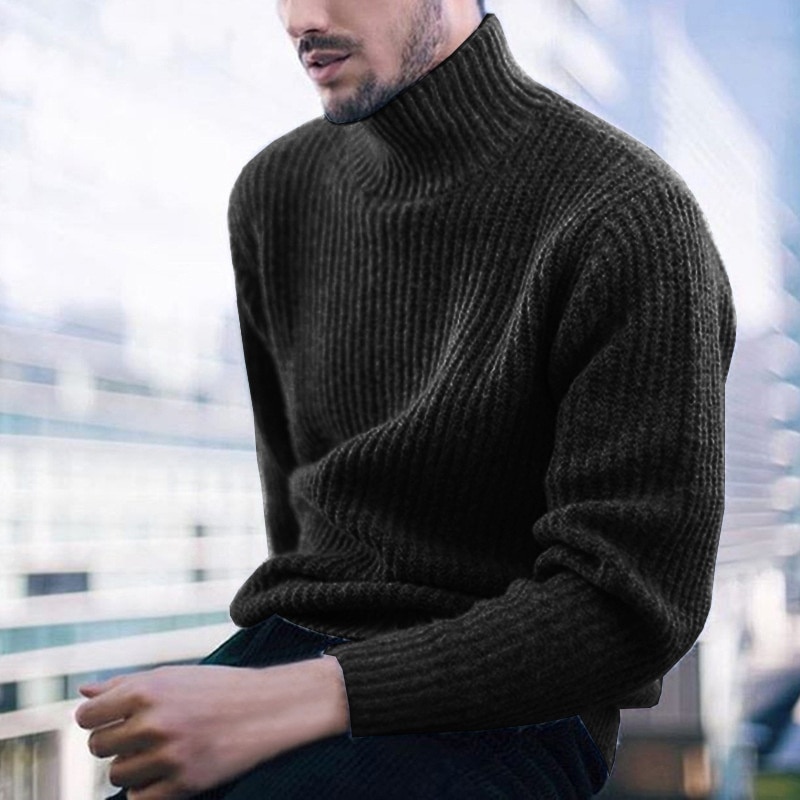 ZOGAA Winter Men Turtleneck Sweater Men Warm Solid Knitted Mens Sweaters Casual Male Slim Pullover Tops Sweaters
