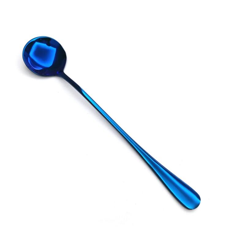 1pc Stainless Steel Mug Spoon 18.7cm 6Colors Round Head Coffee Spoon Long Handle Stirring Spoon Tea Spoon Dessert Spoon Tablewar: 06