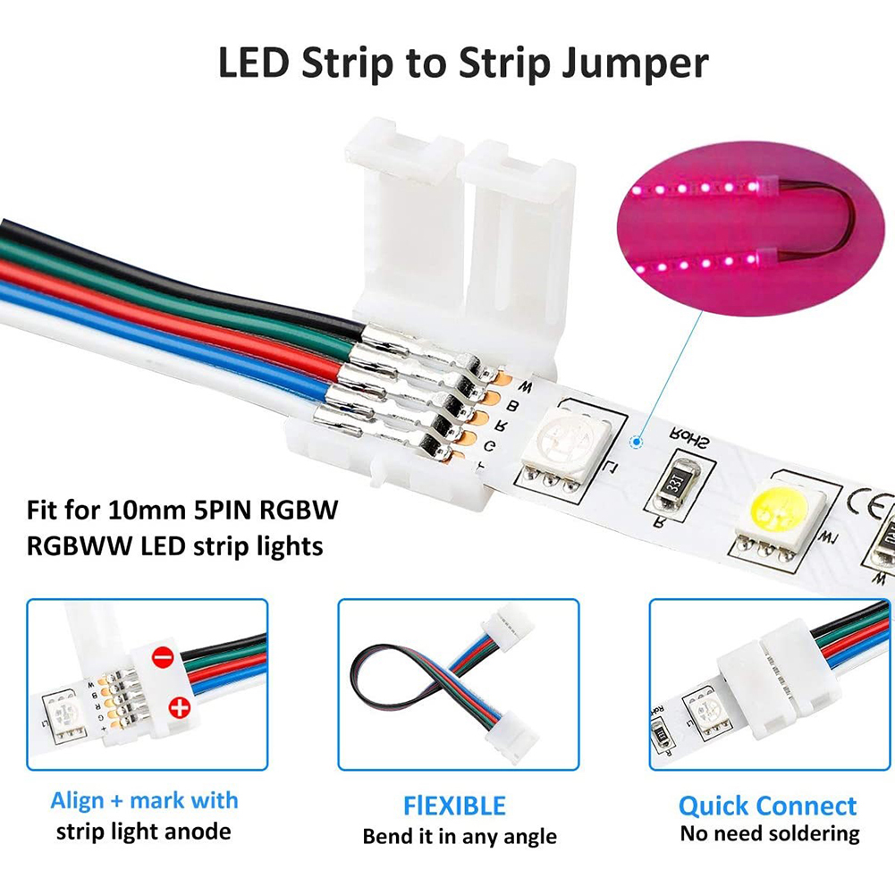 95Pcs 5050 4 Pins Rgb Led Tape Connector Plug Power Splitter Kabel 4pin Naald Vrouwelijke Connector Draad Voor Rgb led Strip Licht