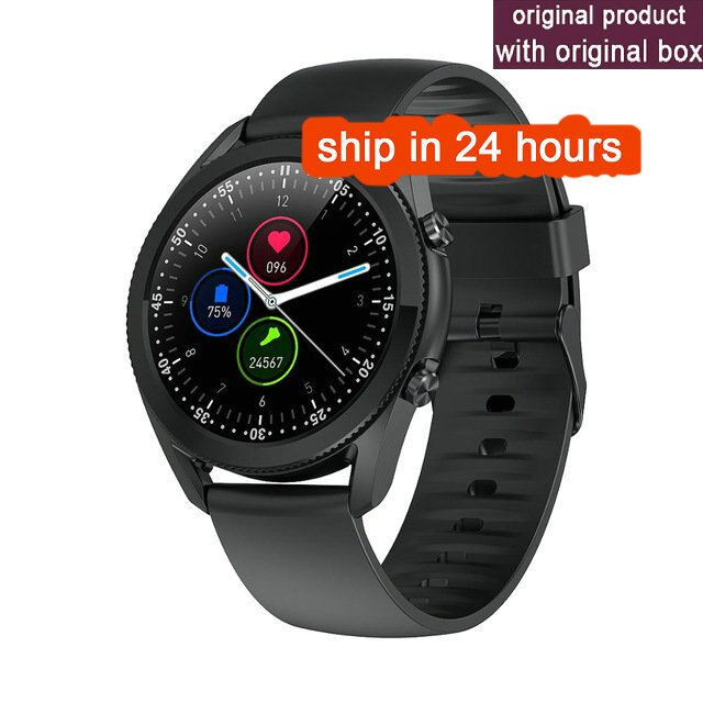 G33 Smartwatch Men Bluetooth Call Round Touch Heart Rate Blood Pressure Fitness Tracker for Android iOS: Black Silicone