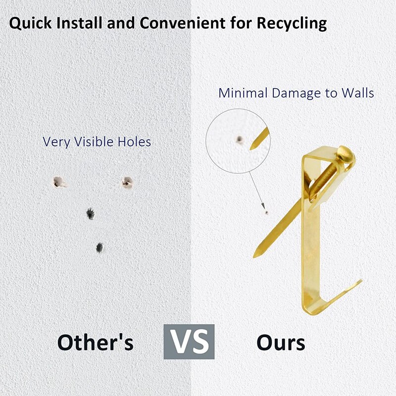 Foto Haken, 100 Stuk Foto Opknoping Kit, Inclusief 30Lb En 50Lb Foto Haken, 2 Maten Foto Haken Met Nagels