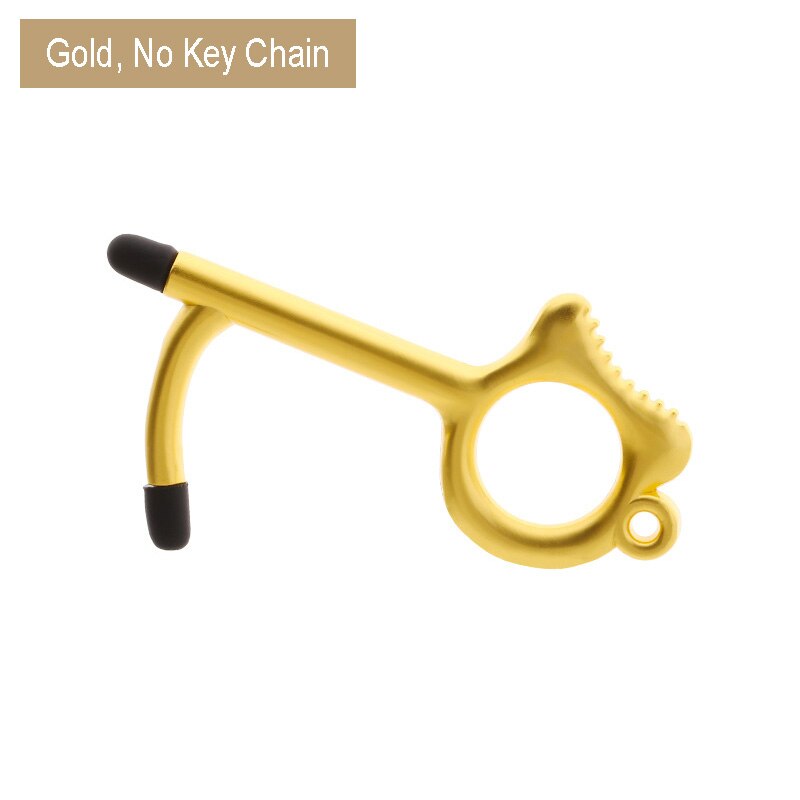 10 stuks/partij edc deuropener hygiëne hand antimicrobiële touchscreen stylus pers lift gereedschap deurgreep sleutelhanger: Goud