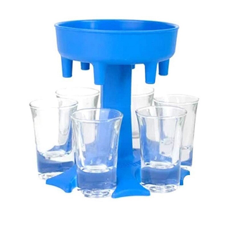 6 Shot Glass Dispenser And Holder Wine Glass Rack Beer Beverage Dispenser Shot Glasses Buddys Party Bar Accessories Tools: blue Dispenser cup
