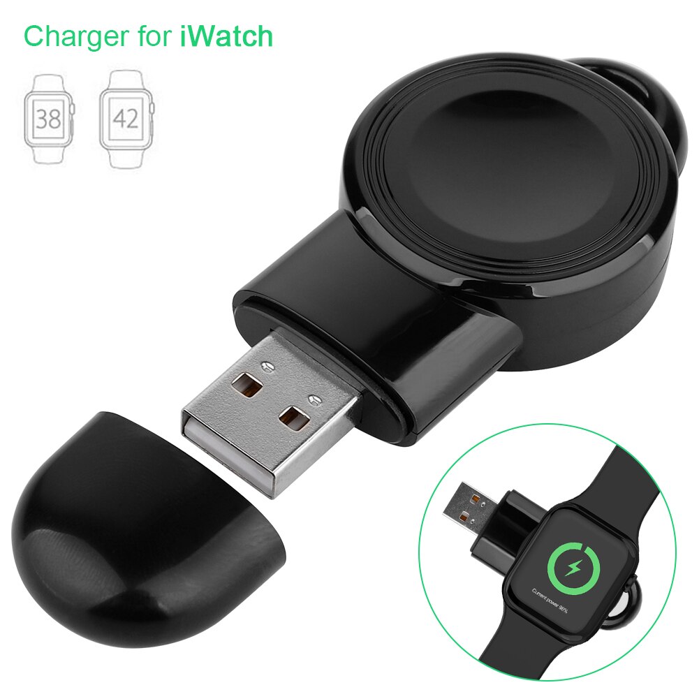 Wireless Charger For Apple IWatch Series 5 4 3 2 1 Mini USB Magnetic Watch Fast Charging Smart Watch QI Wireless Charging: Black