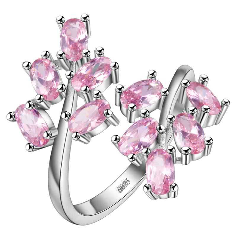 JoiasHome Zilver 925 Sieraden Ruby Edelstenen Ring Voor Vrouwen Opean Adjst Size Vrouwen Fijne Sieraden Rood/roze/paars kleur Party: pink